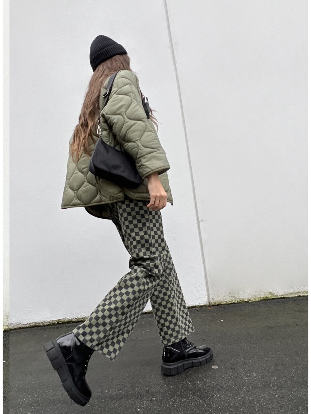Oak + Fort Olive Checkered Denim // size m